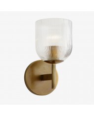 Bravira vägglampa i ribbad glas - Rörformad metalllampa i klassiska ytor HL1554