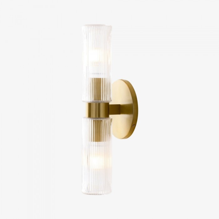 Rivora gecanneleerde glazen dubbele korte wandlamp - binnen- en buitenwandlamp Elegance HL1615