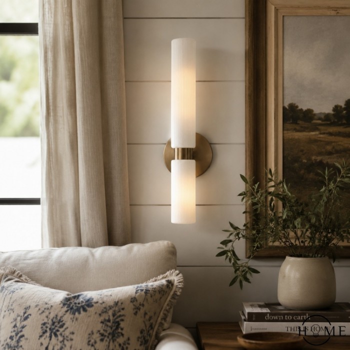 Rivora gecanneleerde glazen dubbele korte wandlamp - binnen- en buitenwandlamp Elegance HL1615