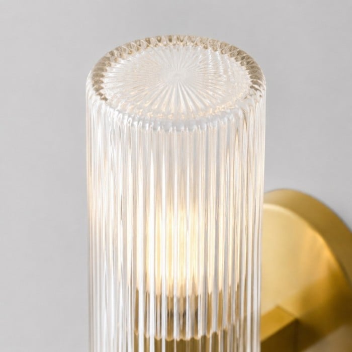 Rivora gecanneleerde glazen dubbele korte wandlamp - binnen- en buitenwandlamp Elegance HL1615