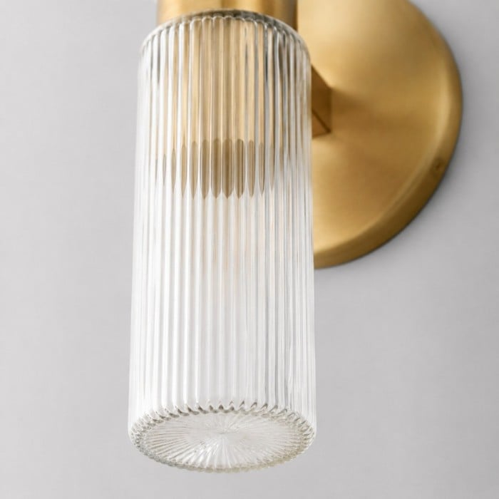 Rivora gecanneleerde glazen dubbele korte wandlamp - binnen- en buitenwandlamp Elegance HL1615