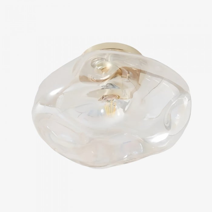 Lightail Flush Mount Ceiling Light - Iridescent Glass with Brass Base HL1367