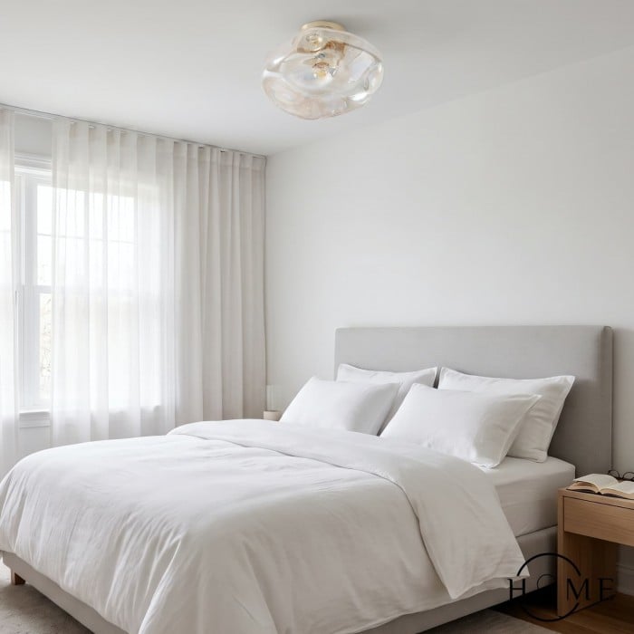 Lightail Flush Mount Ceiling Light - Iridescent Glass with Brass Base HL1367