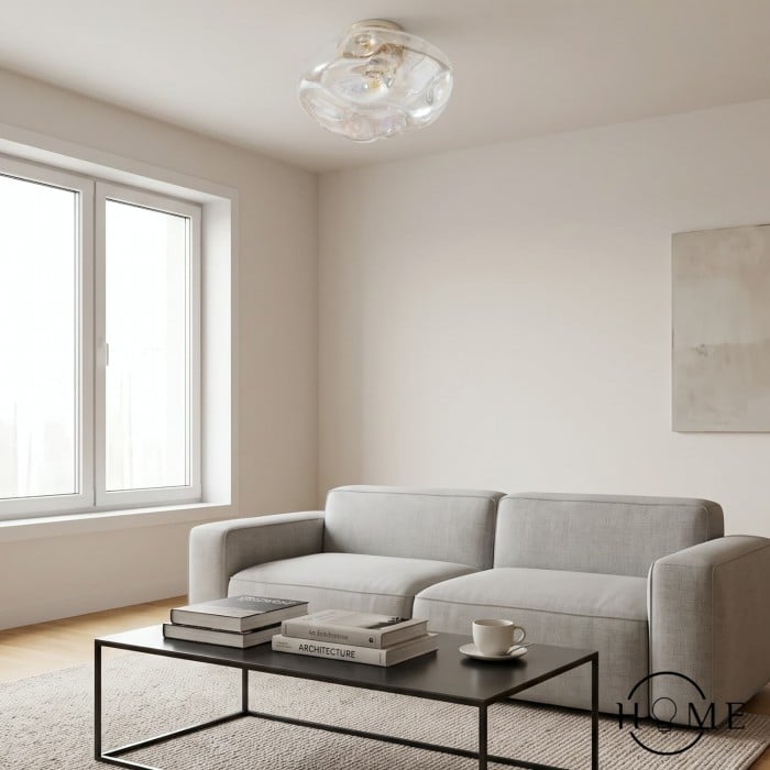 Lightail Flush Mount Ceiling Light - Iridescent Glass with Brass Base HL1367