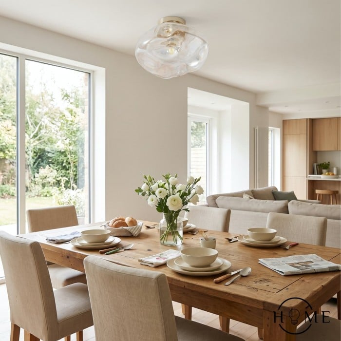 Lightail Flush Mount Ceiling Light - Iridescent Glass with Brass Base HL1367