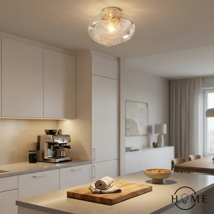 Lightail Flush Mount Ceiling Light - Iridescent Glass with Brass Base HL1367