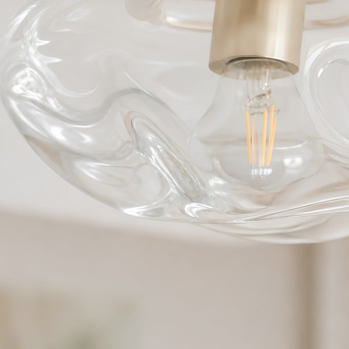 Lightail Flush Mount Ceiling Light - Iridescent Glass with Brass Base HL1367