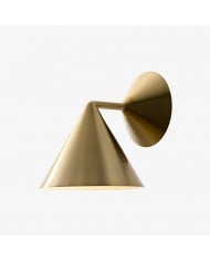 Moderne Wandleuchte aus Curva-Metall – Arm aus antikem Messing mit cremefarbenem Scheibenschirm HL1771
