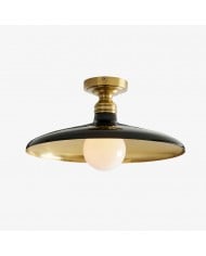 Lámpara de techo Dumora Linen Drum - Lámpara empotrada de hierro con pantalla de tela HL1571