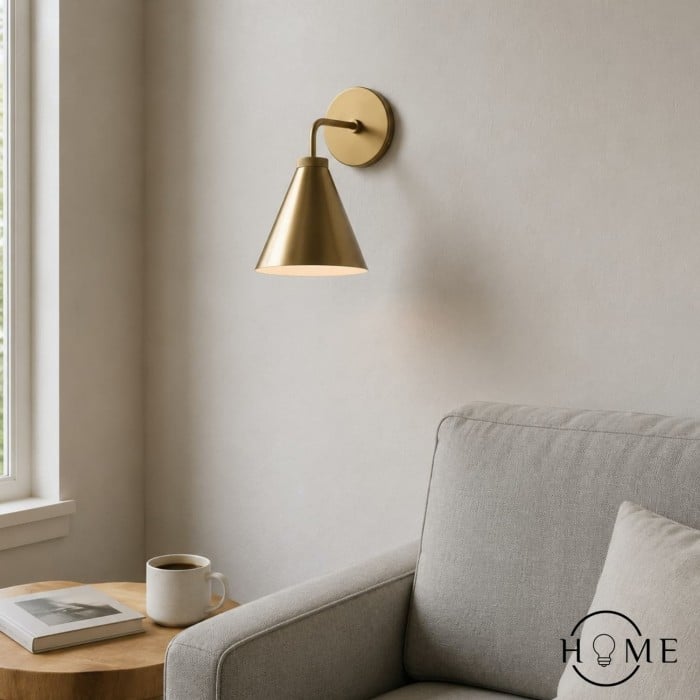 Applique murale conique en fer Korvi - Noir ou laiton HL1426