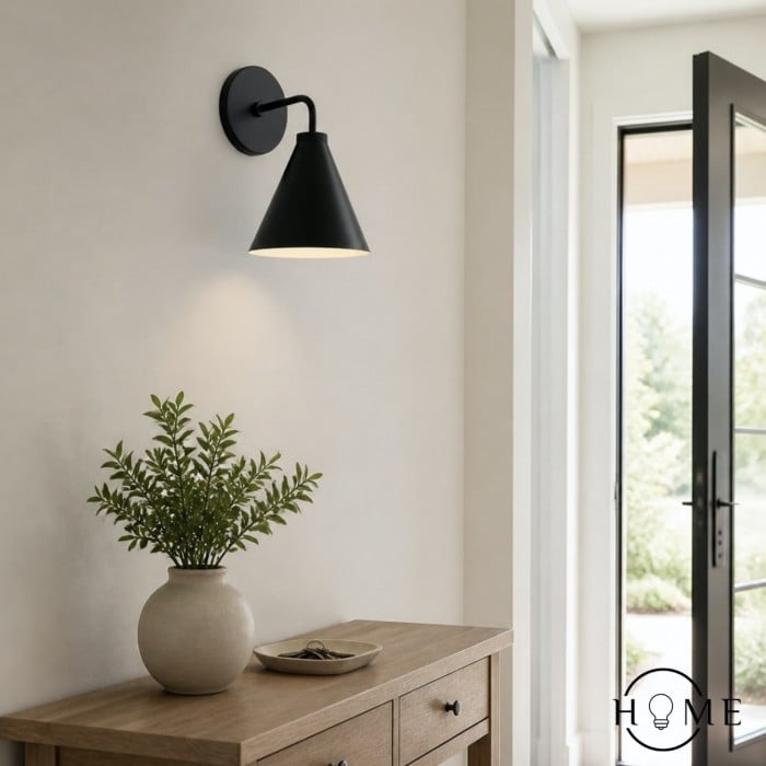 Applique murale conique en fer Korvi - Noir ou laiton HL1426
