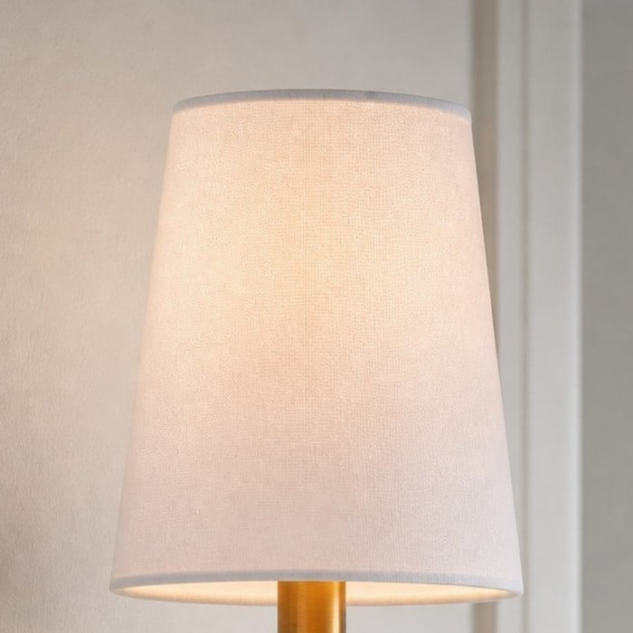 Rowan Bronze or Brass Wall Sconce - Iron Light with White Linen Shade for Home HL1529