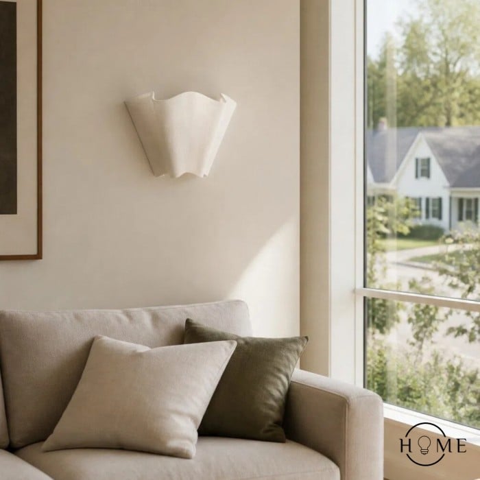 Oslan moderne wandlamp met stekker - wandlamp met gegolfde ivoorkleurige linnen kap HL1605