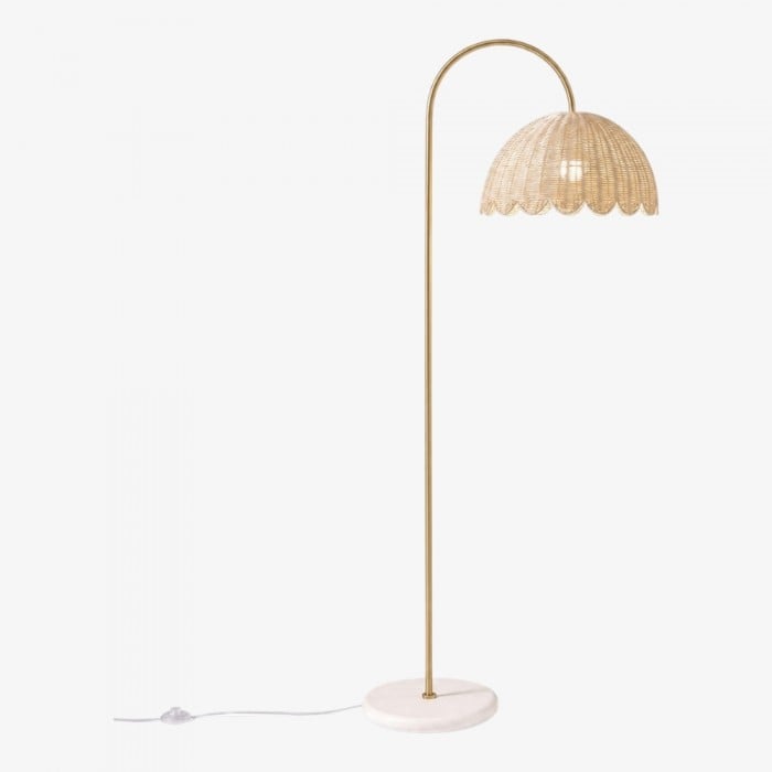 Olvara Stehlampe aus natürlichem Rattan, Bubble-Stil – Kinderzimmerbeleuchtung mit Boho-Charme HL1459