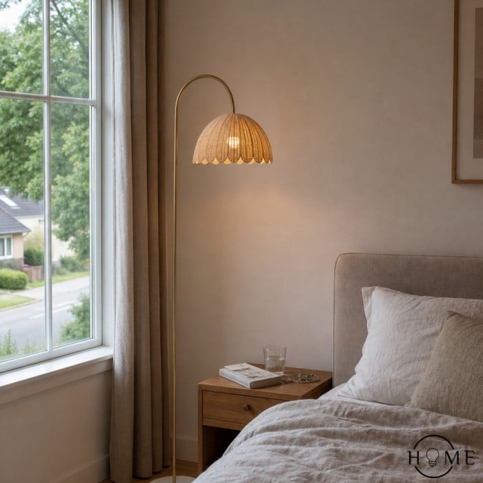 Olvara Stehlampe aus natürlichem Rattan, Bubble-Stil – Kinderzimmerbeleuchtung mit Boho-Charme HL1459