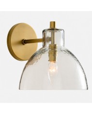 Rowan Bronze or Brass Wall Sconce - Iron Light with White Linen Shade for Home HL1529