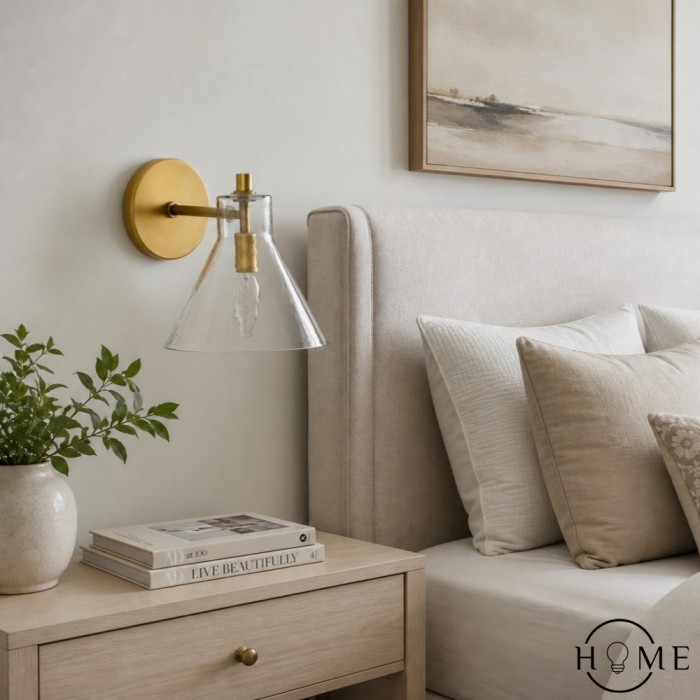 Glavira Recycled Glass Double Sconce - Indoor Brass Wall Lighting HL1558
