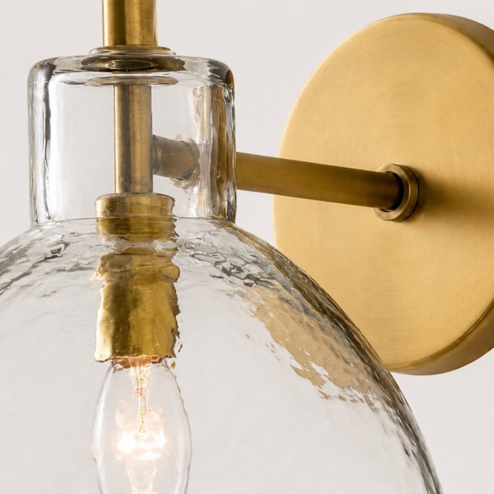 Glavira Recycled Glass Double Sconce - Indoor Brass Wall Lighting HL1558