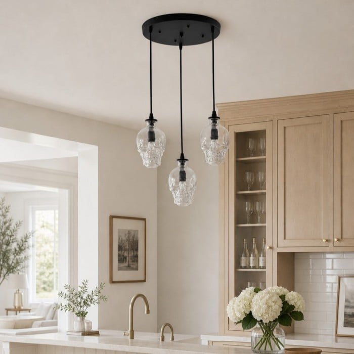 Helder glazen schedel wandlamp HL1251