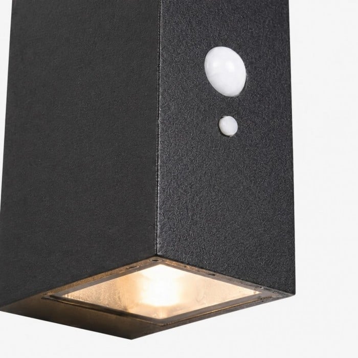 Black Aluminum Glass Outdoor Wall Lamp with Motion Sensor HL4172