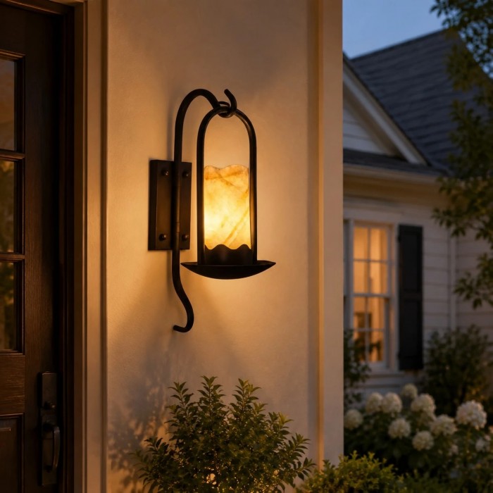 Black Metal Marble Wall Sconce HL4103