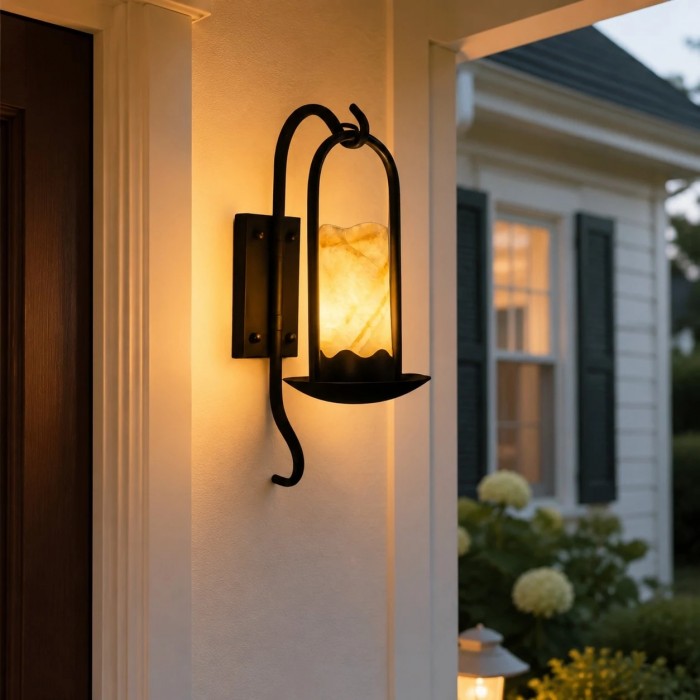 Black Metal Marble Wall Sconce HL4103