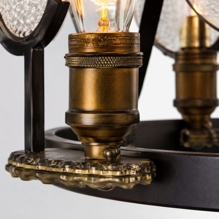 Briarwood Messing Industrieller gerippter Glas-Kronleuchter HL4117