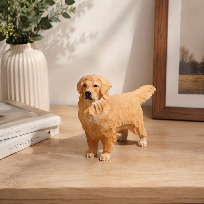 Ornement de bureau Golden Retriever sculpté HL4186