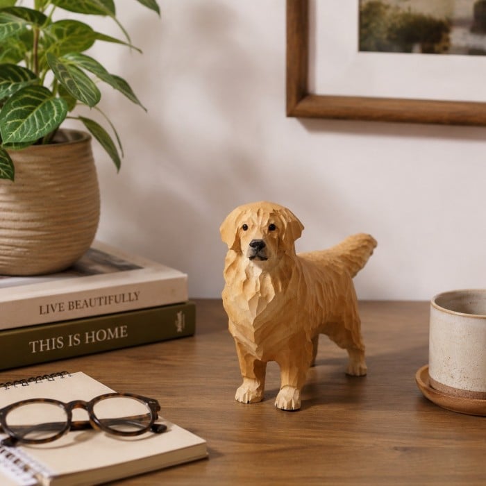 Ornement de bureau Golden Retriever sculpté HL4186