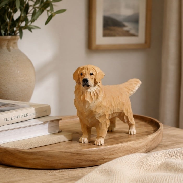 Ornement de bureau Golden Retriever sculpté HL4186