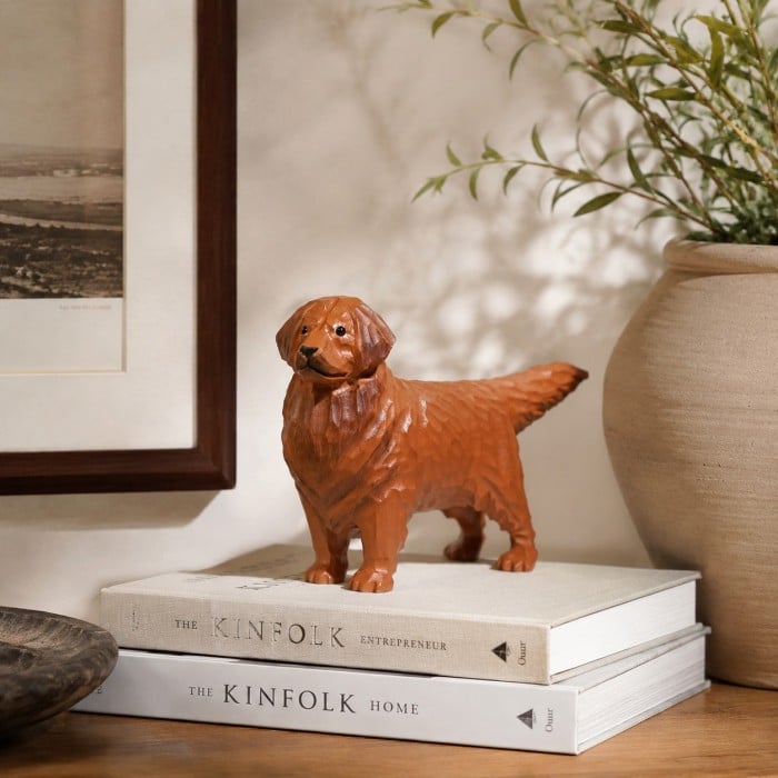 Ornement de bureau Golden Retriever sculpté HL4186