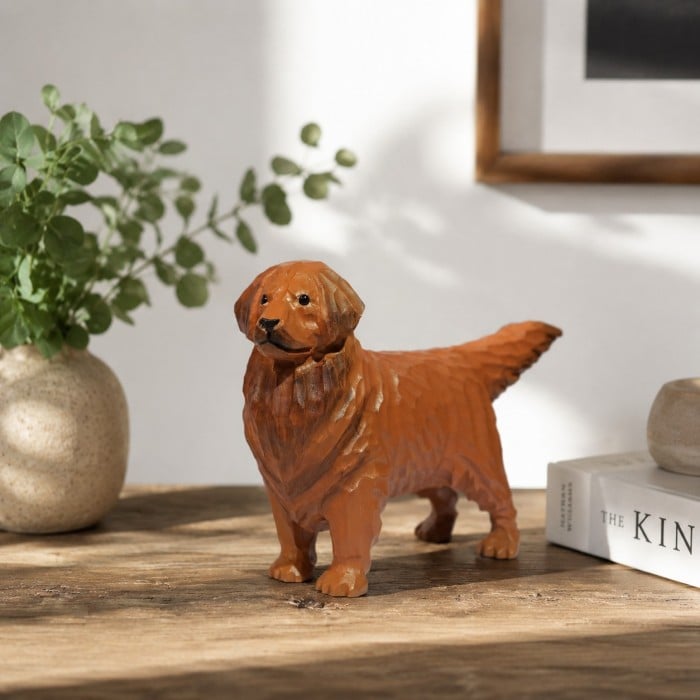 Ornement de bureau Golden Retriever sculpté HL4186