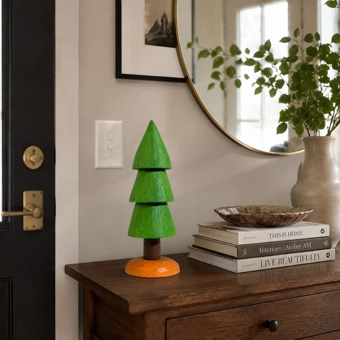 Geschnitzter Kiefernbaum-Tischschmuck aus Holz HL4189