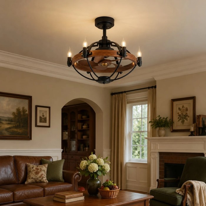 Farmhouse Wagon Wheel Wood Grain Ceiling Lamps HL4060