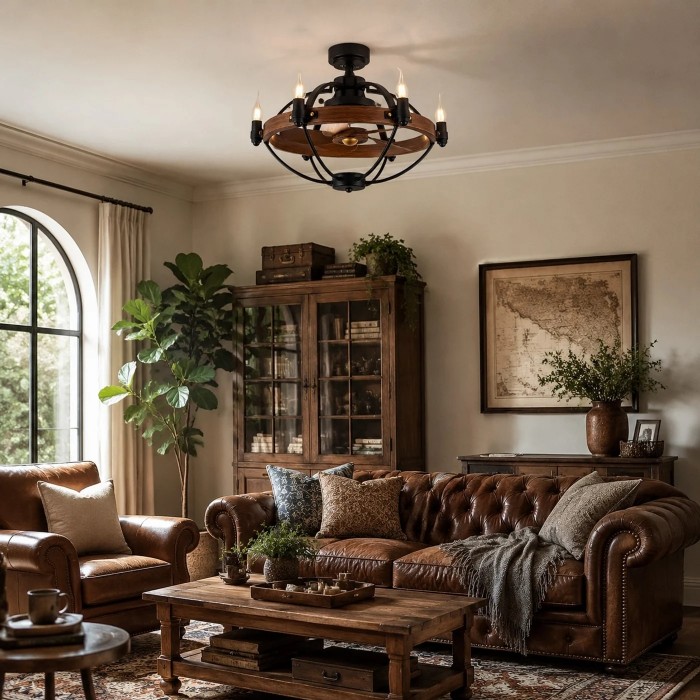 Farmhouse Wagon Wheel Wood Grain Ceiling Lamps HL4060