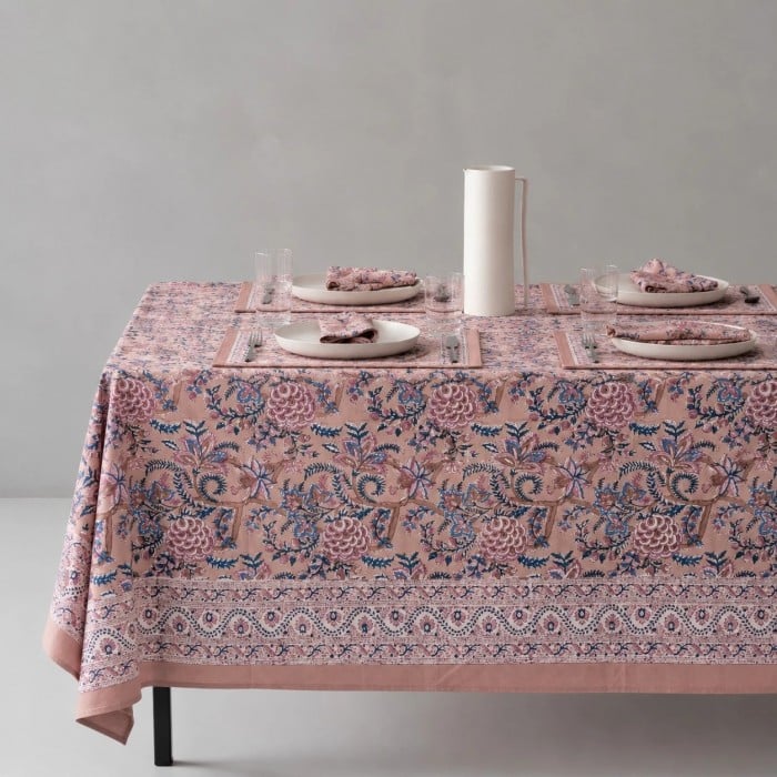 Nappe en lin et coton à motif floral HL4135