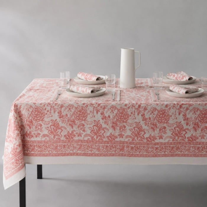 Nappe en lin et coton à motif floral HL4135