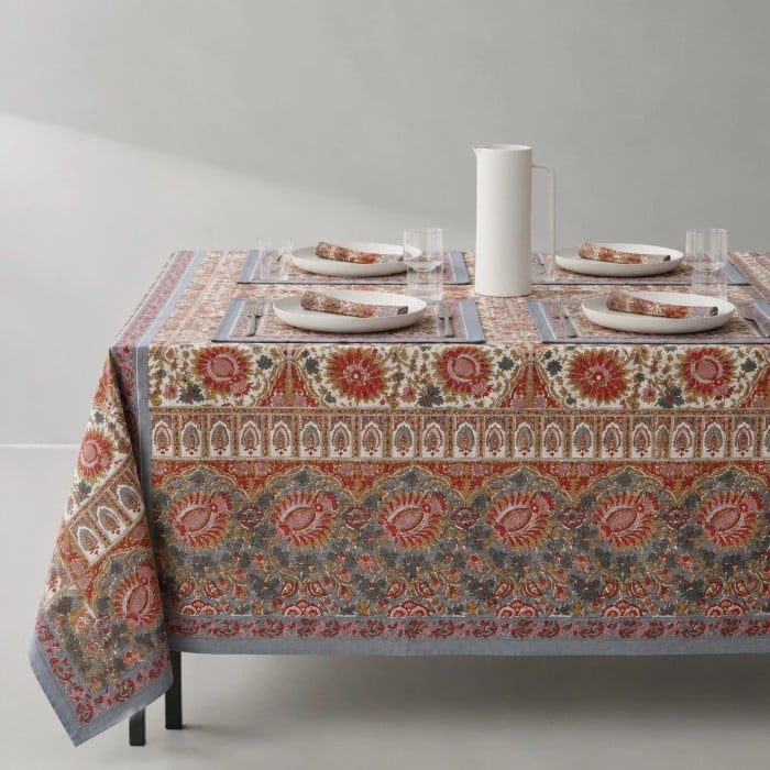 Nappe en lin et coton à motif floral HL4135