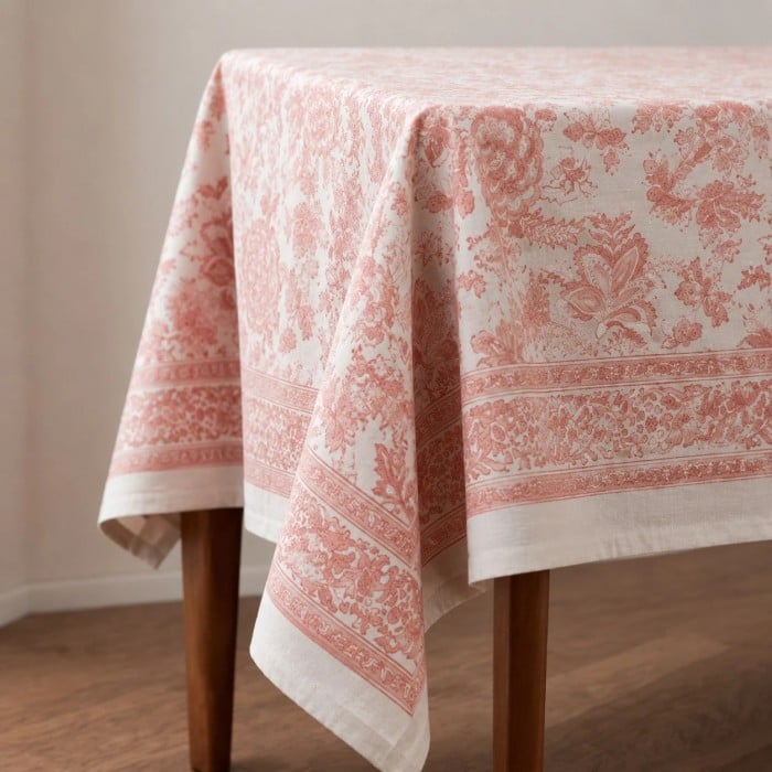 Nappe en lin et coton à motif floral HL4135