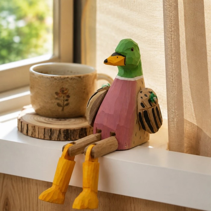 Handgeschnitzte Tierfiguren aus Holz mit baumelnden Beinen HL4129