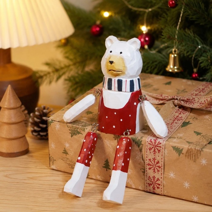 Handgeschnitzte Tierfiguren aus Holz mit baumelnden Beinen HL4129