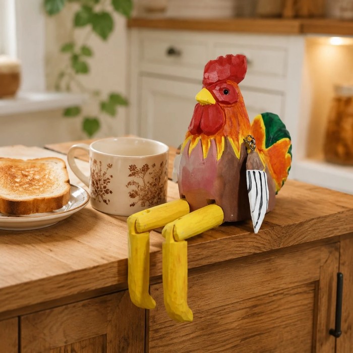Handgeschnitzte Tierfiguren aus Holz mit baumelnden Beinen HL4129