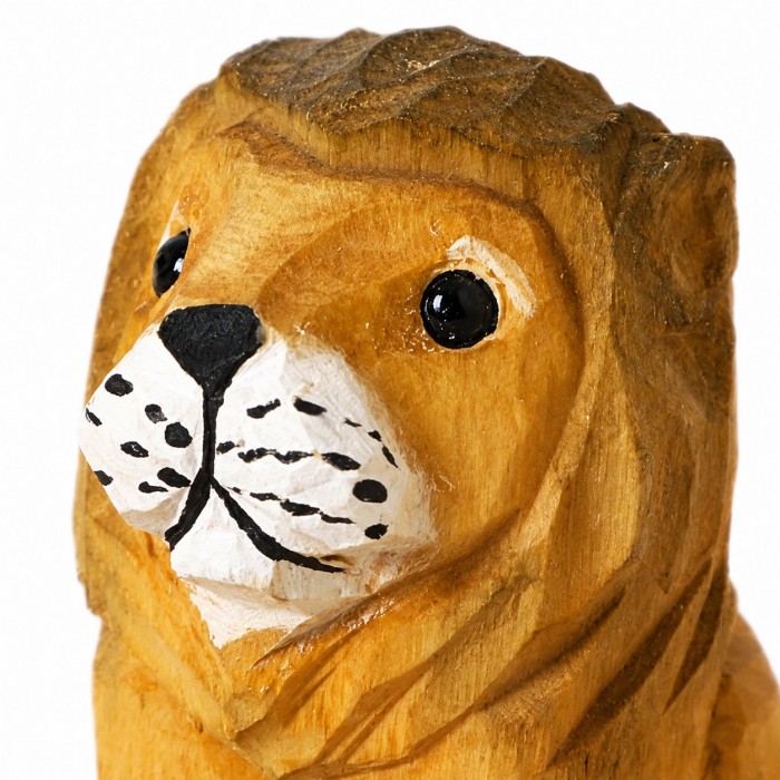Handgeschnitzte Löwen- und Leoparden-Minifiguren aus Holz HL4077