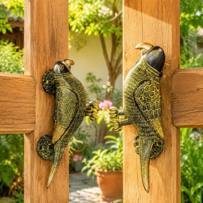 Poignées de porte artisanales en laiton en forme d'animaux HL4079