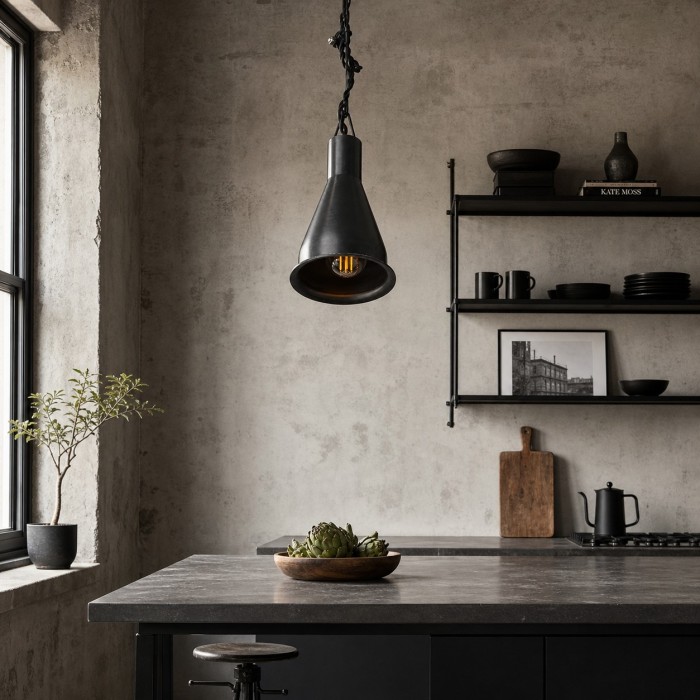 Japanse hanglamp met haak, gesmeed koper, voor hal, nachtkastje, bar en keuken HL4165