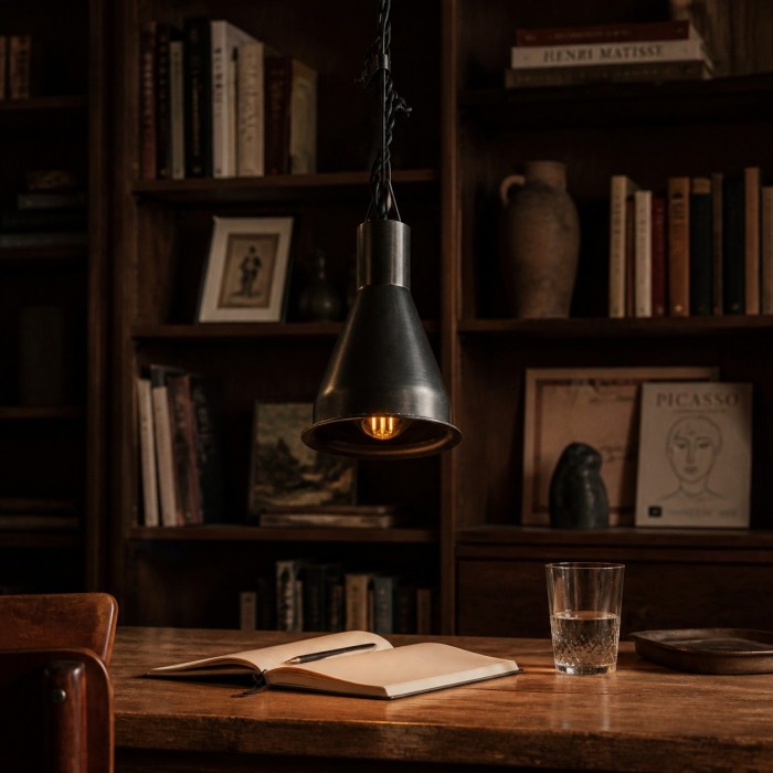 Japanse hanglamp met haak, gesmeed koper, voor hal, nachtkastje, bar en keuken HL4165