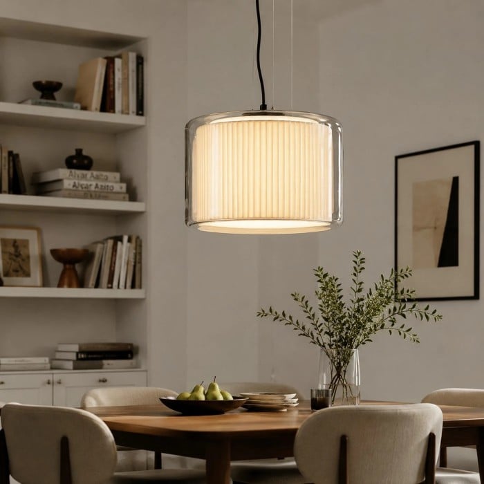 Mercer glazen stoffen hanglamp HL4082