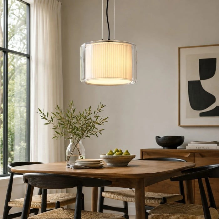 Mercer glazen stoffen hanglamp HL4082