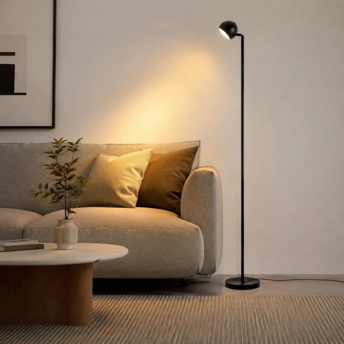 Lampadaire minimaliste noir intelligent avec télécommande HL4142