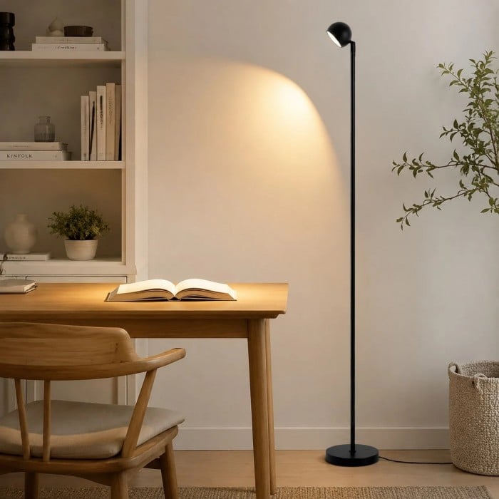 Lampadaire minimaliste noir intelligent avec télécommande HL4142